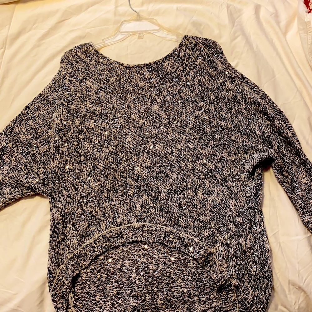 Shimmery black,white, grey sweater